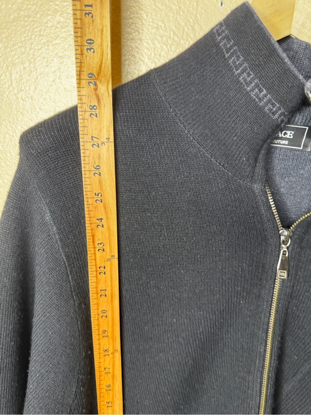 Versace Jacket Couture Men’s Large Black Gray Knit Full Zip Sweater Pockets - Picture 6 of 8